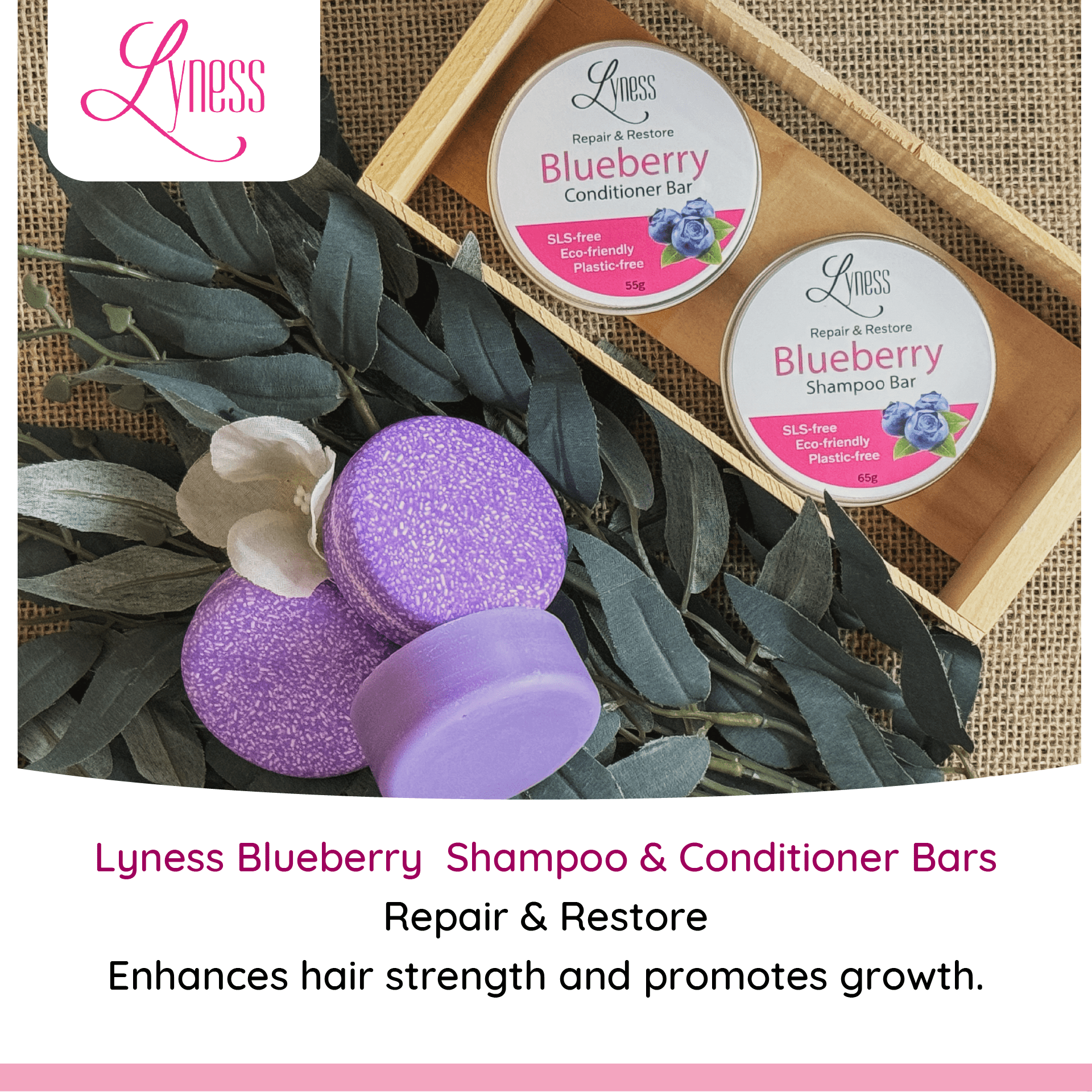 Blueberry Shampoo & Conditioner Bar Set | Organic, Eco - friendly, Plastic - free - Lyness Beauty Products