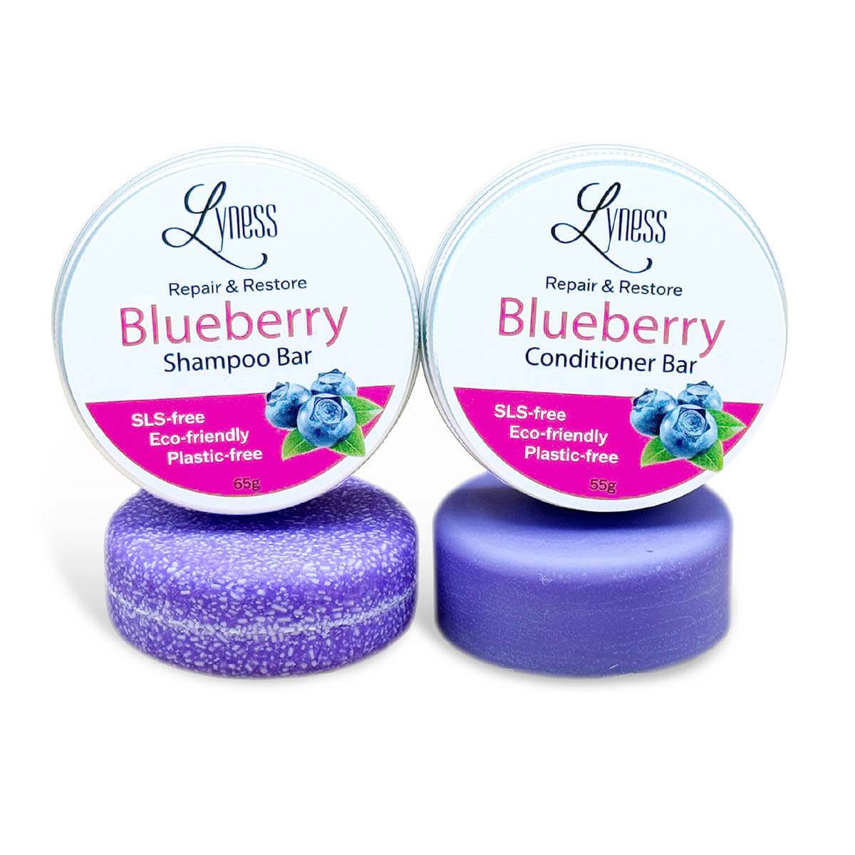 Blueberry Shampoo & Conditioner Bar Set | Organic, Eco - friendly, Plastic - free - Lyness Beauty Products