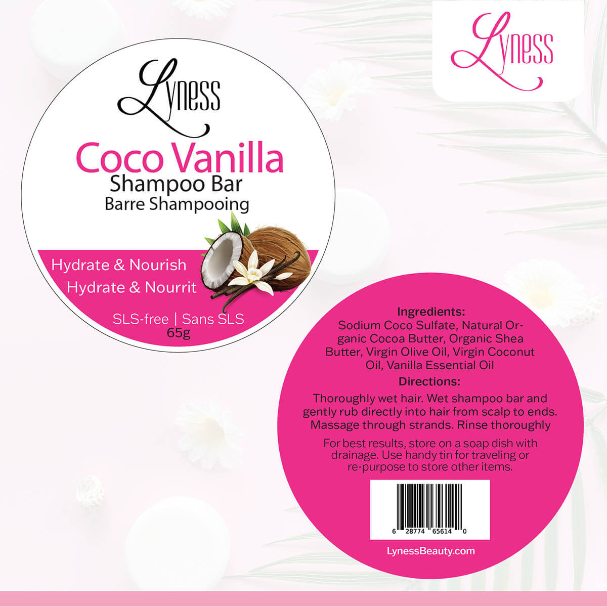 Coco Vanilla Shampoo Bar | Organic, Eco - friendly, Plastic - free - Lyness Beauty Products