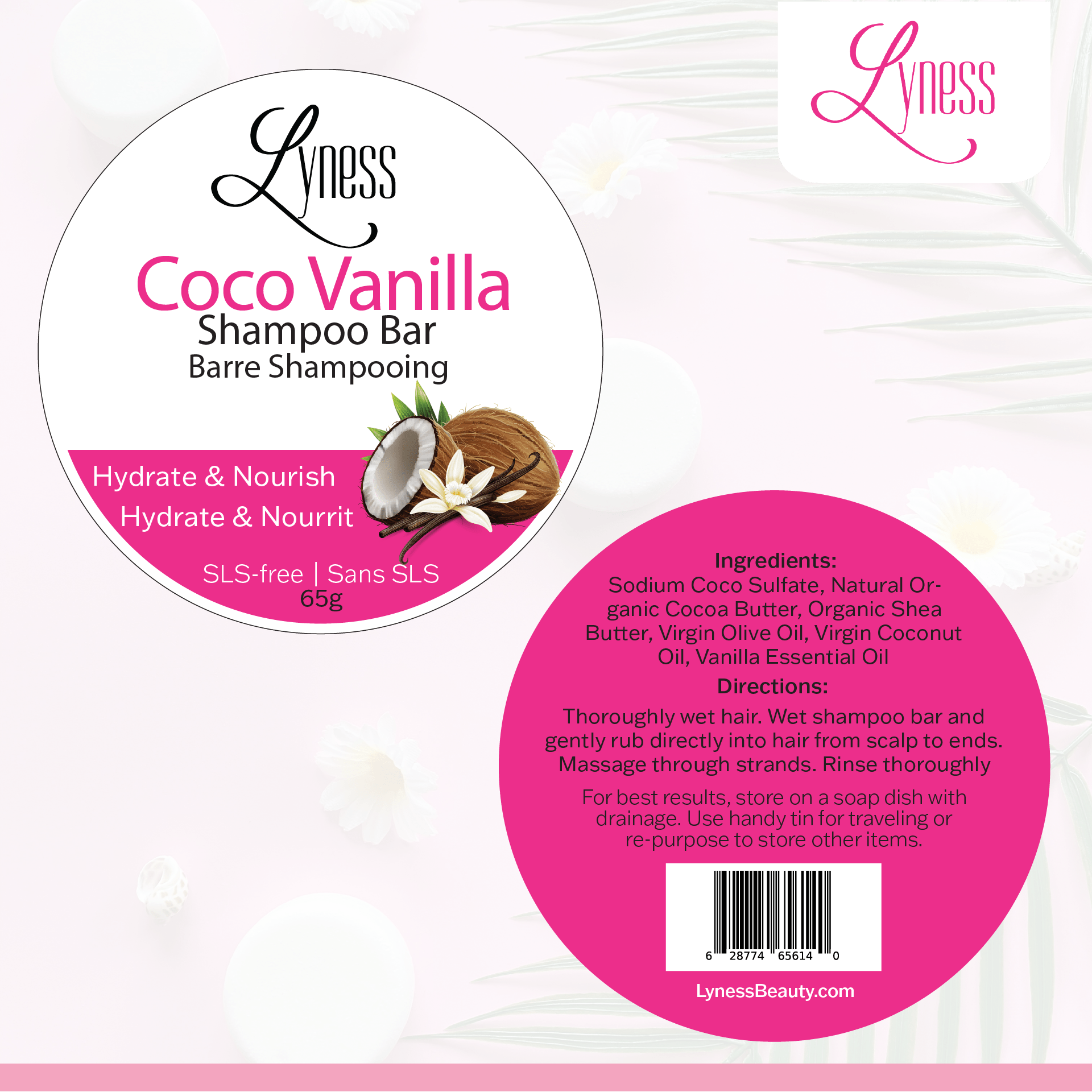 Coco Vanilla Shampoo Bar | Organic, Eco - friendly, Plastic - free - Lyness Beauty Products