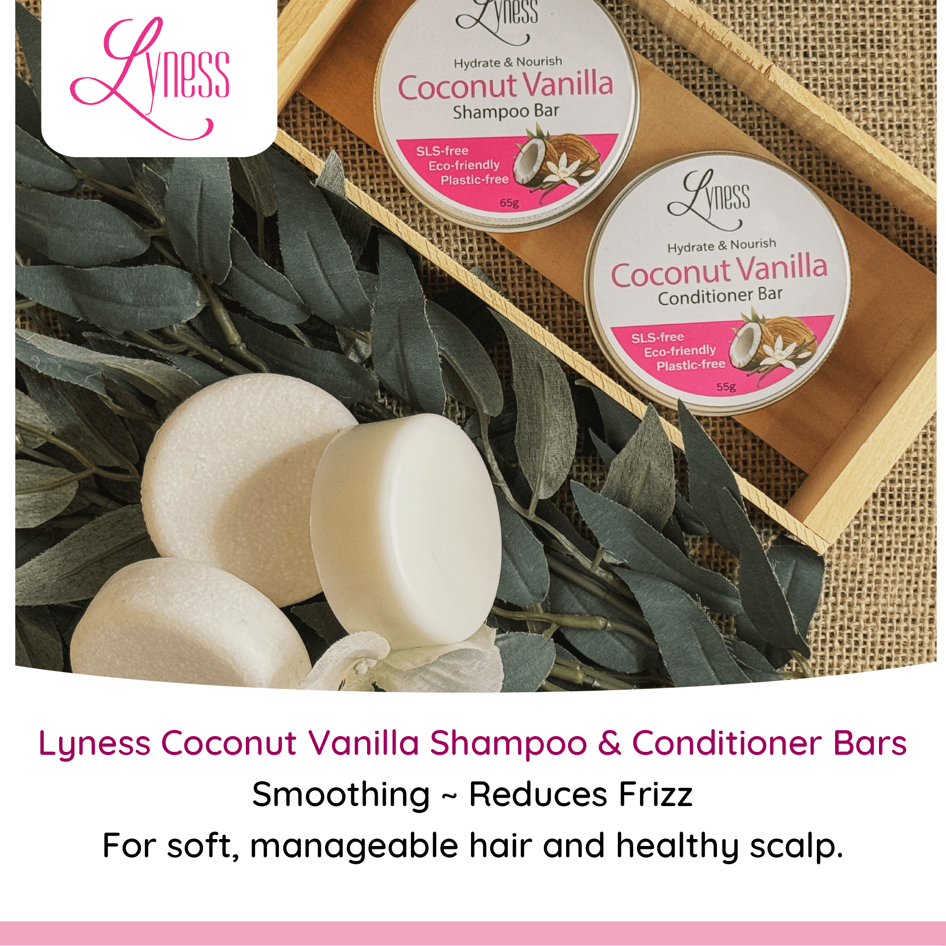Coco Vanilla Shampoo Bars x 2 | Organic, Eco - friendly, Plastic - free - Lyness Beauty Products