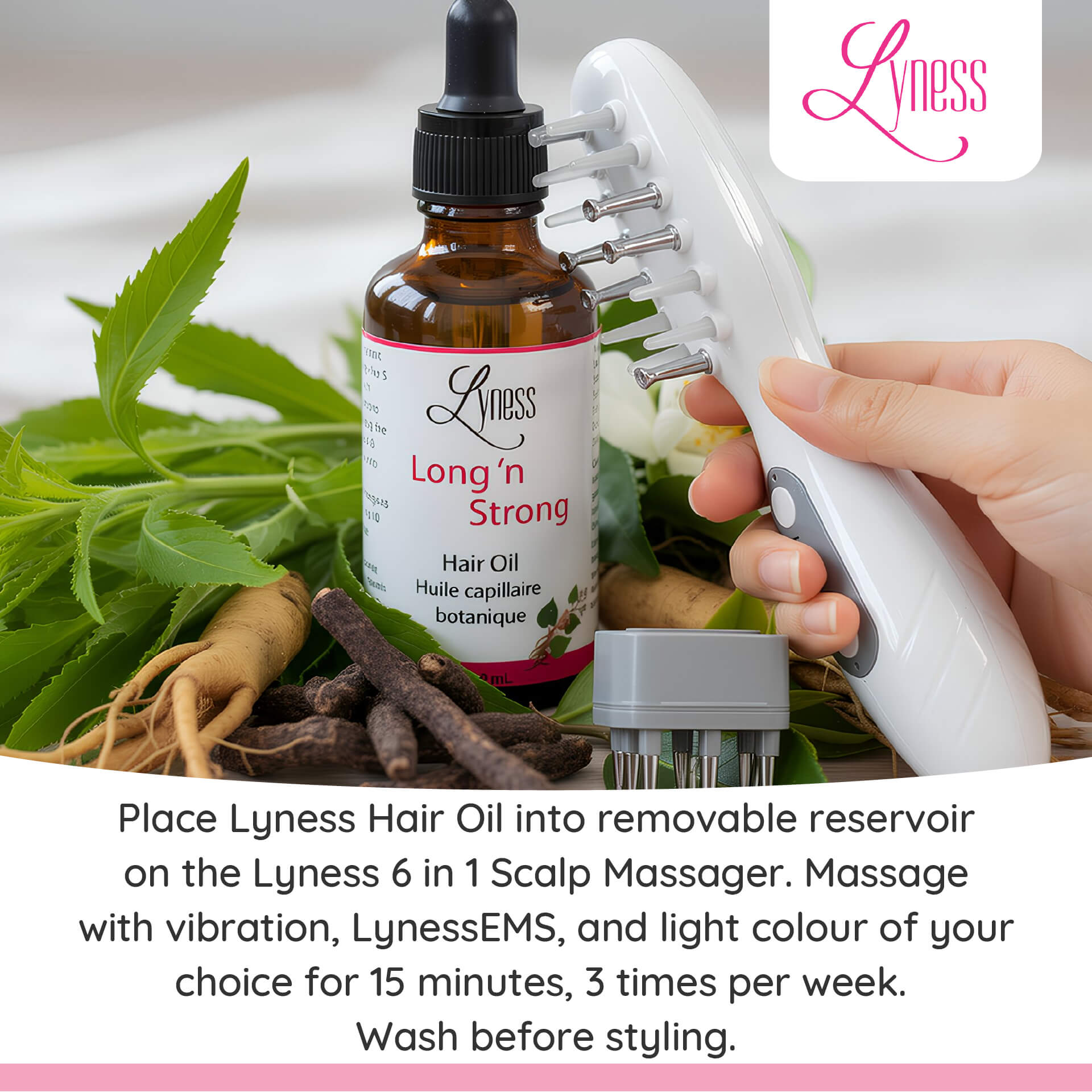 6-in-1 Scalp Massager and Oil Dispenser + Long ’n Strong Hair Oil