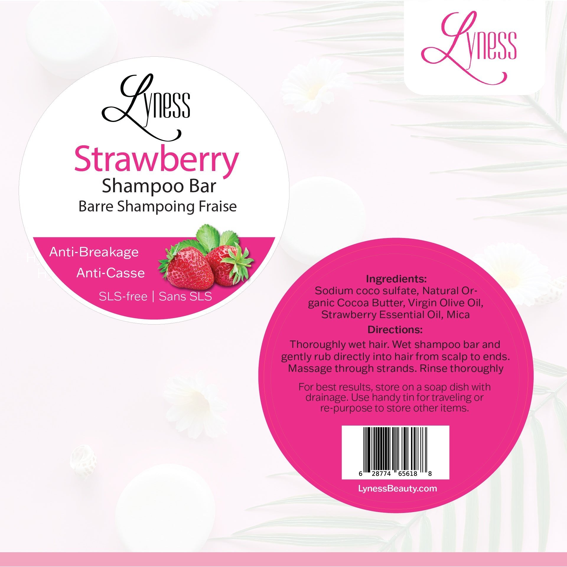 Strawberry Shampoo Bar | Organic, Eco - friendly, Plastic - free - Lyness Beauty Products