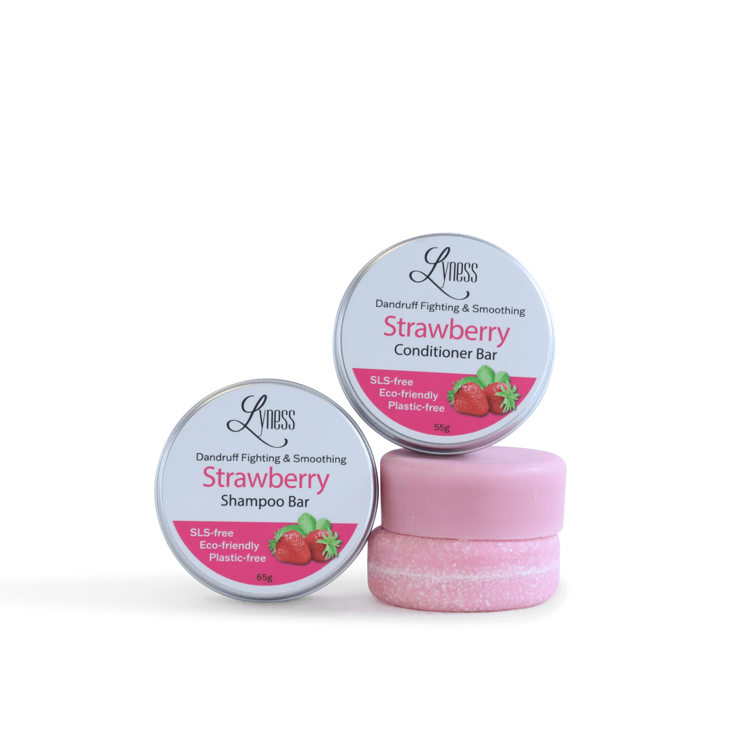 Strawberry Shampoo & Conditioner Bar Set | Organic & Natural | Eco - friendly, Plastic - free - Lyness Beauty Products