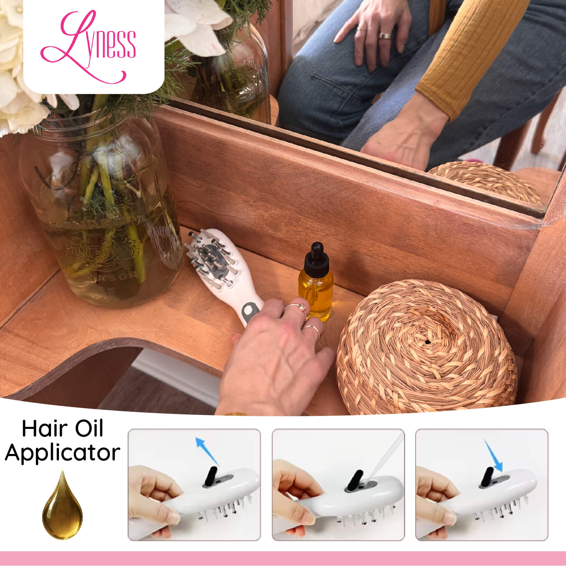 6-in-1 Scalp Massager with EMS, LED Light Therapy, and Oil Dispensing