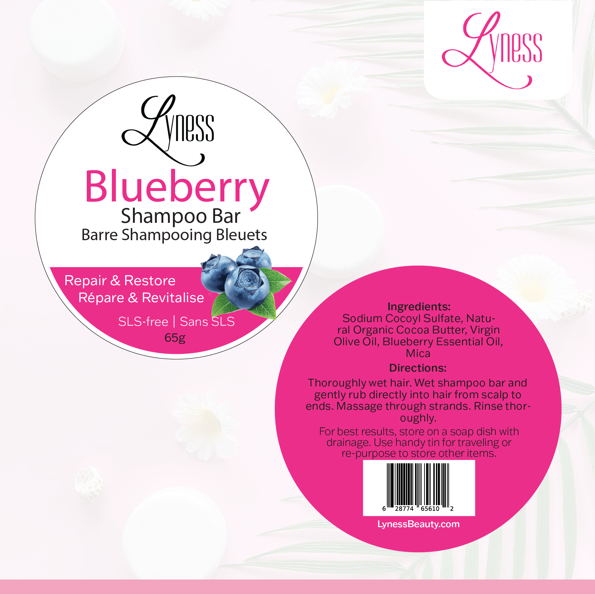 Blueberry Shampoo Bars x 2 | Organic, Eco - friendly, Plastic - free - Lyness Beauty Products