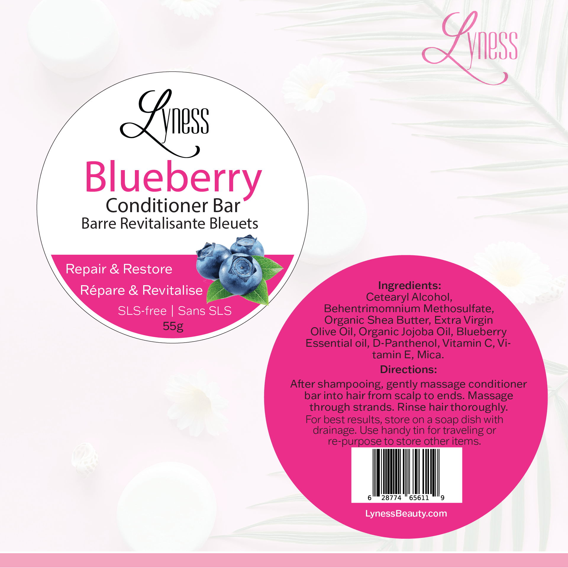 Blueberry Shampoo & Conditioner Bar Set | Organic, Eco - friendly, Plastic - free - Lyness Beauty Products