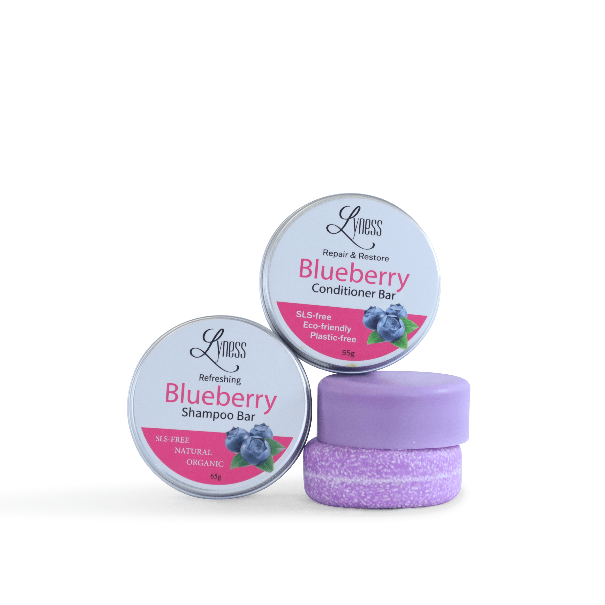 Blueberry Shampoo & Conditioner Bar Set | Organic & Natural | Eco - friendly, Plastic - free - Lyness Beauty Products