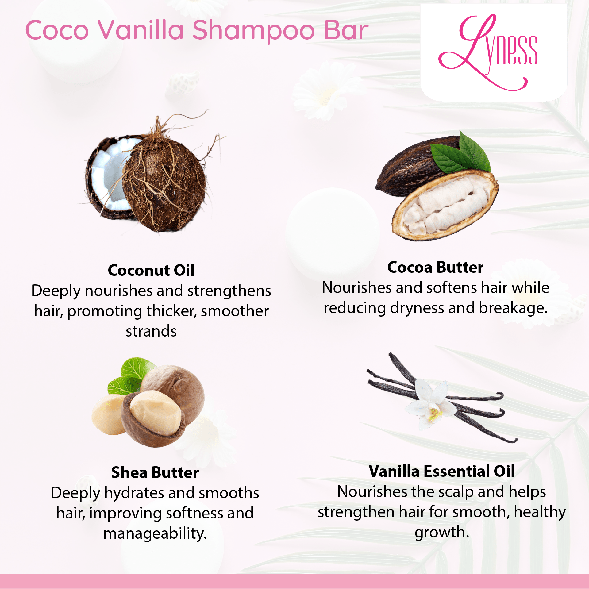 Coco Vanilla Shampoo Bar | Organic, Eco - friendly, Plastic - free - Lyness Beauty Products
