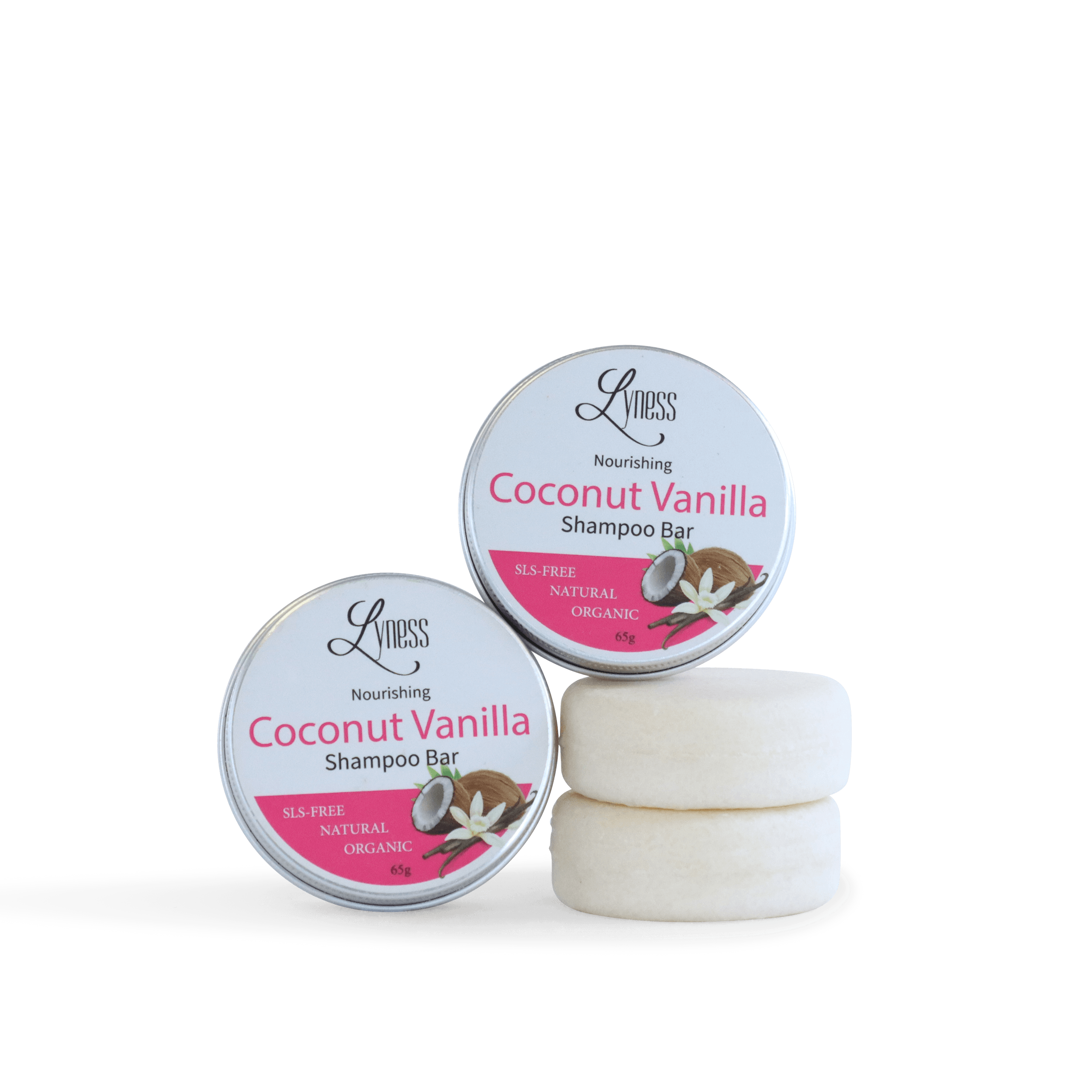 Coconut Vanilla Shampoo Bars x 2 | Organic & Natural | Eco - friendly, Plastic - free | Travel - friendly | For Thicker, Fuller Hair - Lyness Beauty Products