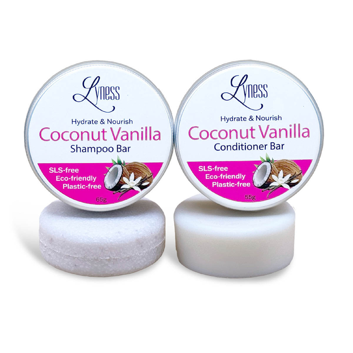 Coconut Vanilla Shampoo & Conditioner Bar Set | Organic, Eco - friendly, Plastic - free - Lyness Beauty Products