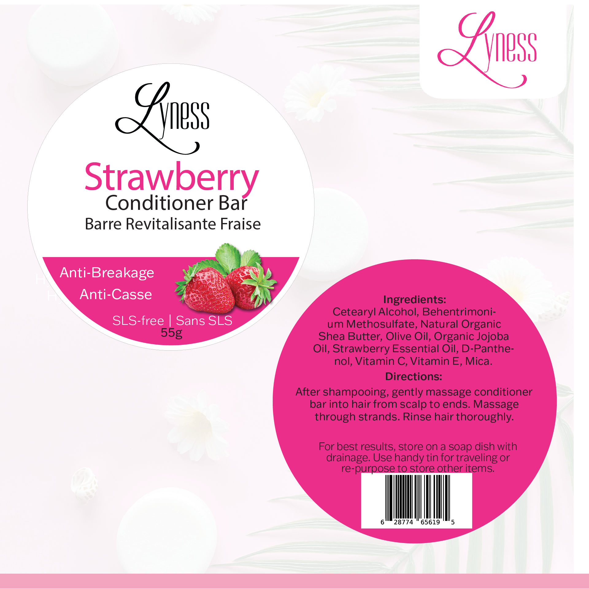 Strawberry Shampoo & Conditioner Bar Set | Organic, Eco - friendly, Plastic - free - Lyness Beauty Products