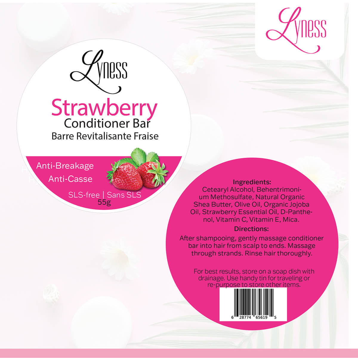 Strawberry Shampoo & Conditioner Bar Set | Organic, Eco - friendly, Plastic - free - Lyness Beauty Products