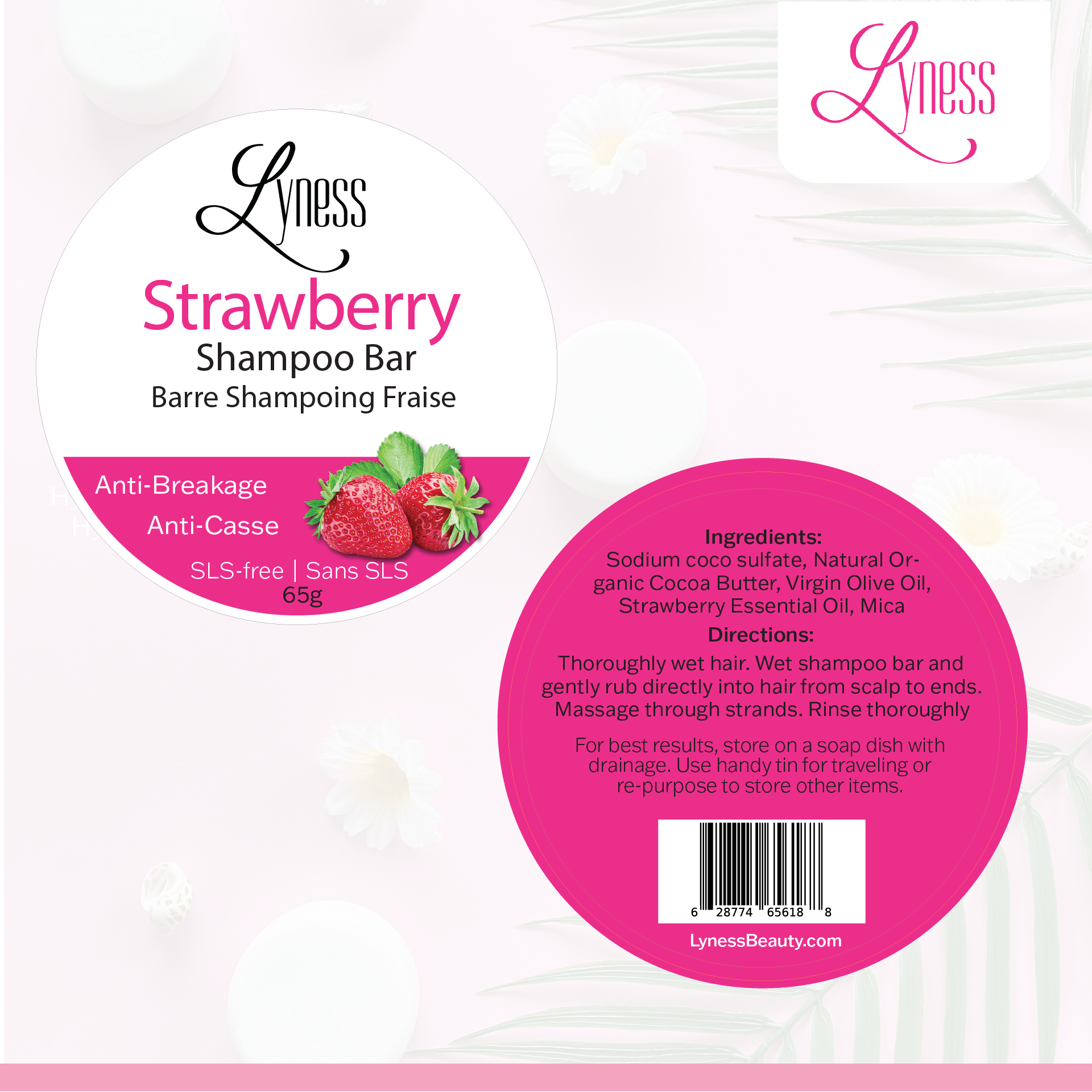Strawberry Shampoo & Conditioner Bar Set | Organic, Eco - friendly, Plastic - free - Lyness Beauty Products