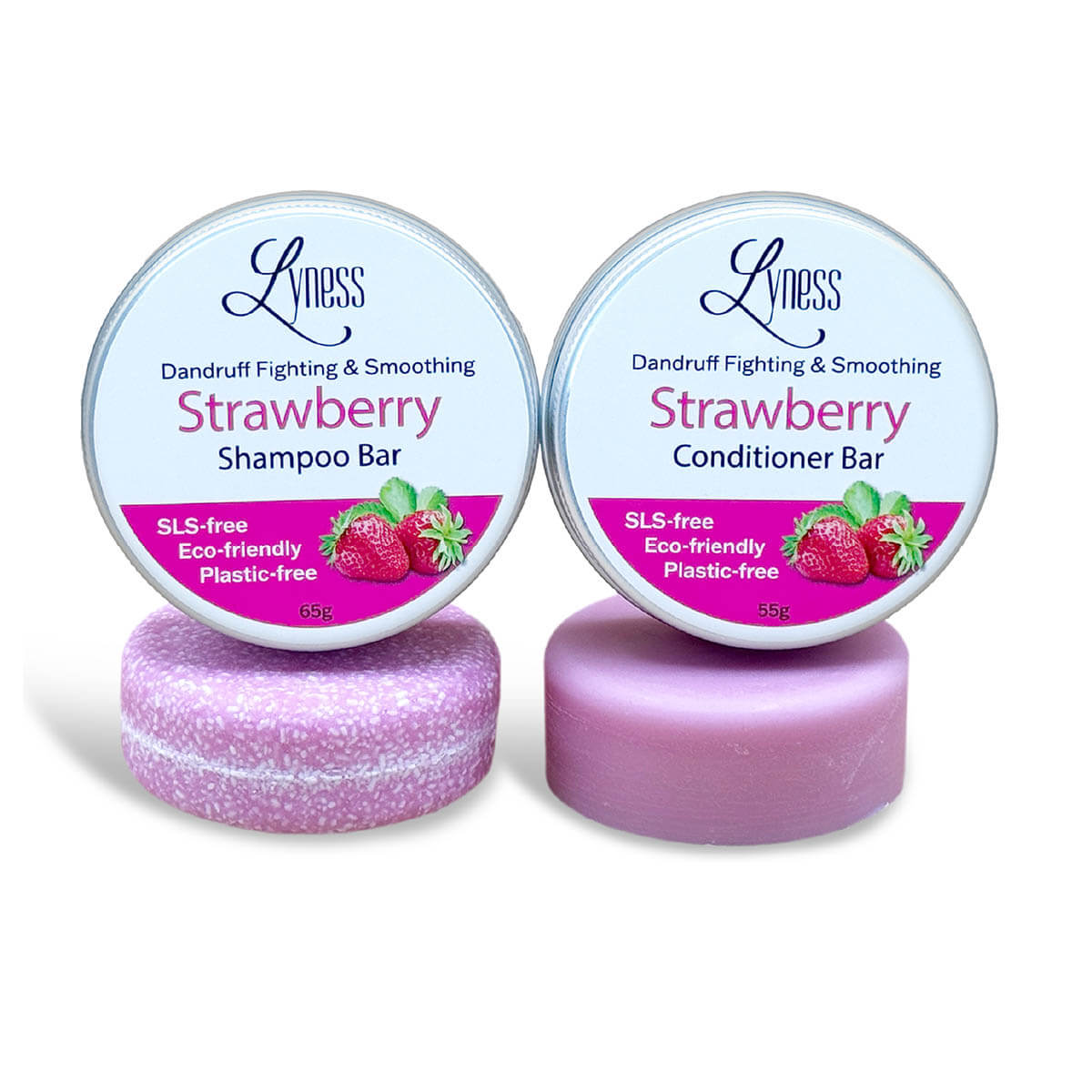 Strawberry Shampoo & Conditioner Bar Set | Organic, Eco - friendly, Plastic - free - Lyness Beauty Products
