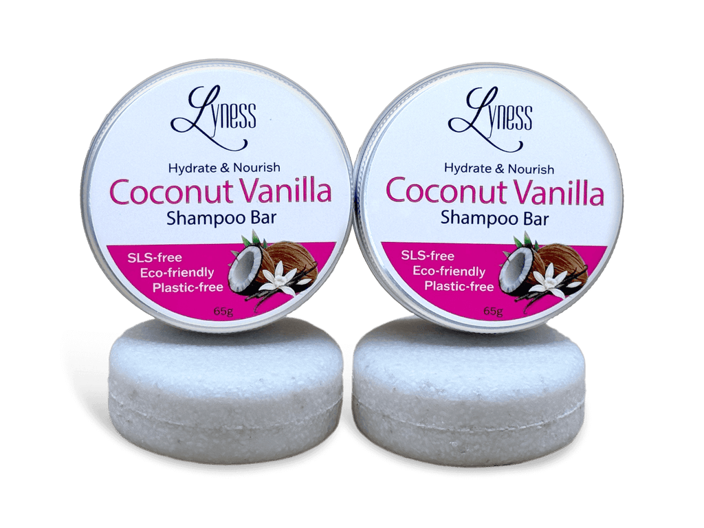 Coconut Vanilla Shampoo Bars x 2 | Organic & Natural | Eco-friendly, Plastic-free | Travel-friendly | For Thicker, Fuller Hair - Lyness Beauty Products