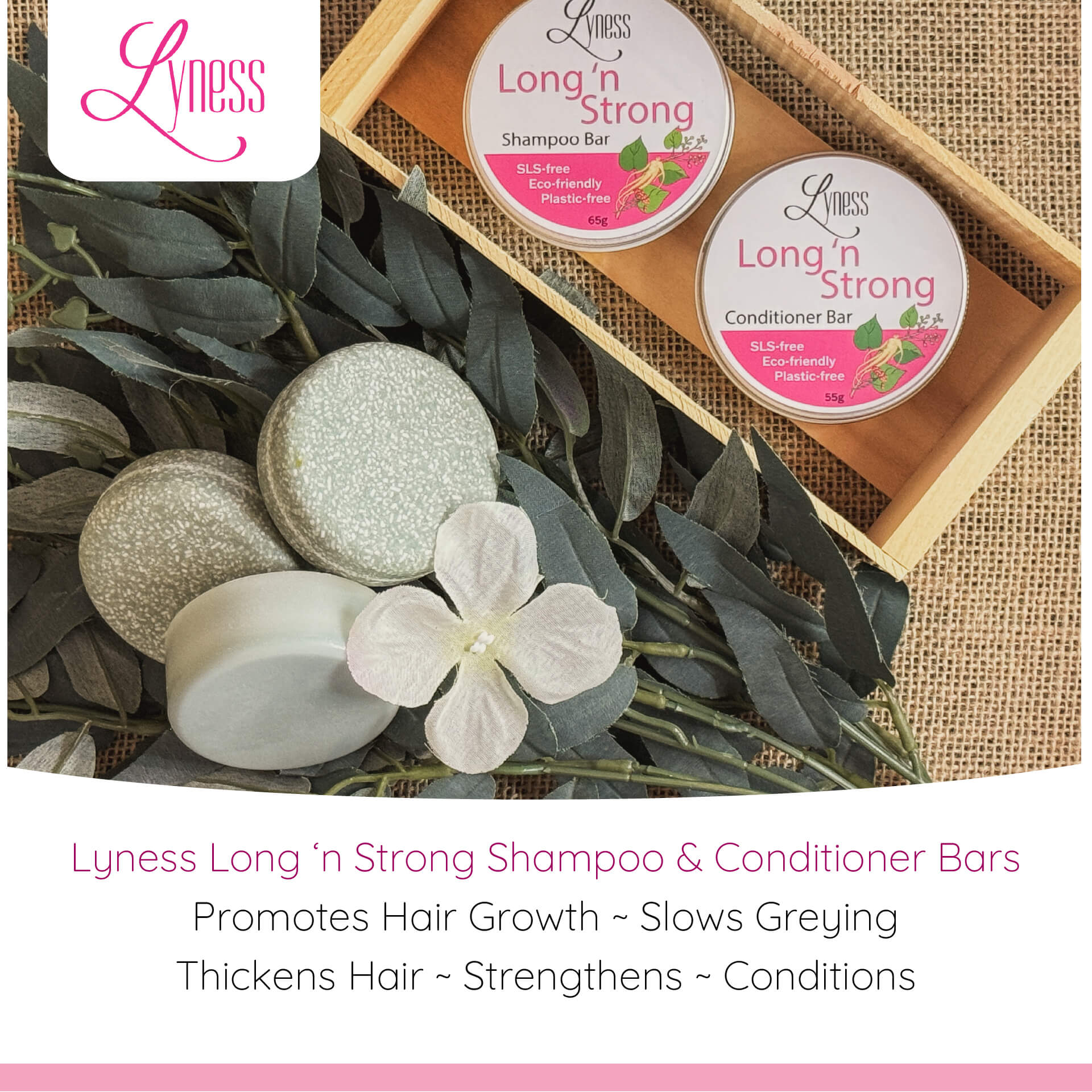 Long 'n Strong Shampoo | 2 Bar Set | For Growth & Natural Colour Retention |Organic | Eco-friendly, Plastic-free - Lyness Beauty Products