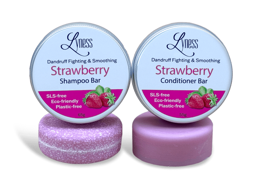 Strawberry Shampoo & Conditioner Bar Set | Organic & Natural | Eco-friendly, Plastic-free - Lyness Beauty Products