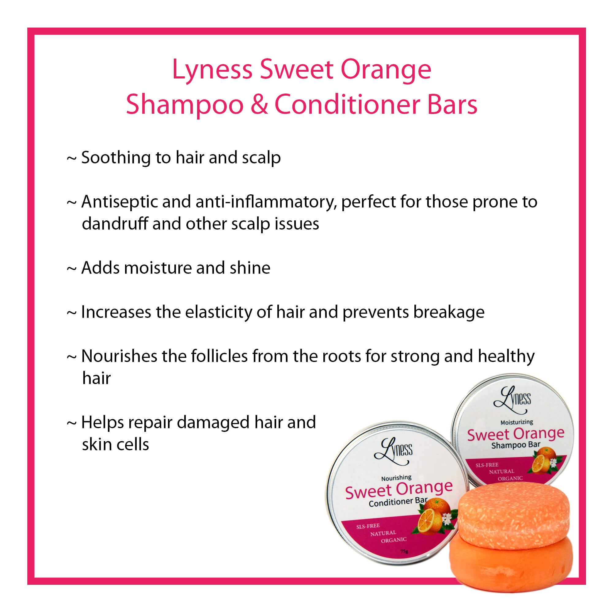 Sweet Orange Shampoo & Conditioner Bar Set | Organic & Natural | Eco-friendly, Plastic-free - Lyness Beauty Products